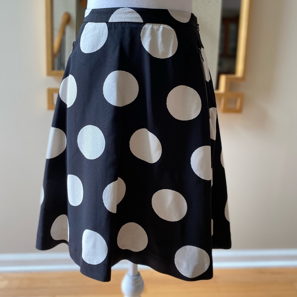 HD in Paris Deco Dot polka dot A-line skirt black and white size 4